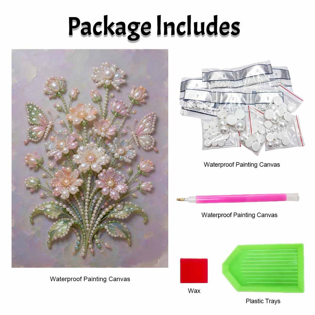 DIY 3D Pearl Diamond Painting Art Set Home Decor Flower And Butterfly Art Set Wall Art