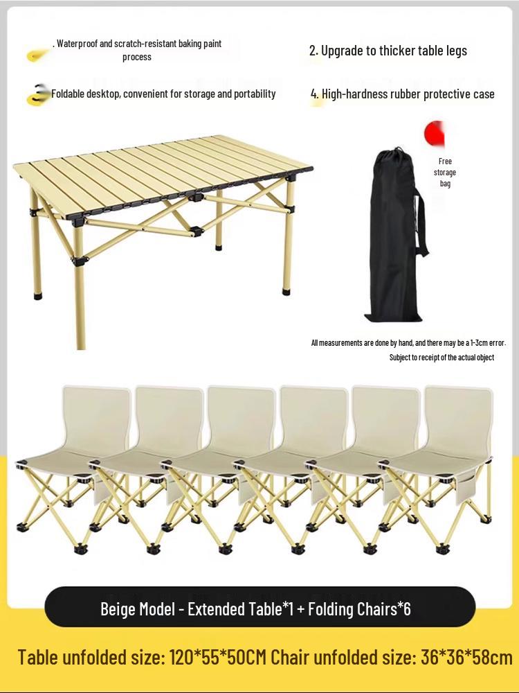 Portable Folding Table and Chair Set for Camping, Picnics, Beach, Barbecue, Car, or Sketching