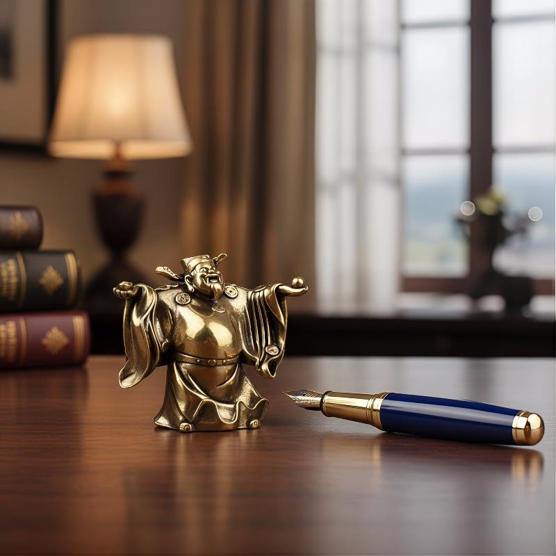 Small Elegant Brass Wealth Ornament Grand Tabletop Statue Decorative Piece for Home Office Business Success Decor