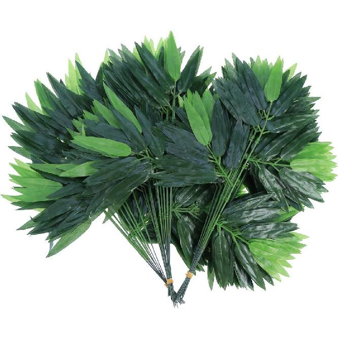 50pcs Artificial Green Bamboo Leaves Fake Green Plants Greenery Leaves for Home Hotel Office Decoration