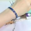 Trendy Blue Crystal Adjustable Tennis Bracelets for Unisex Women Men Various Shapes Iced Out CZ Short Chain on Hand Jewelry