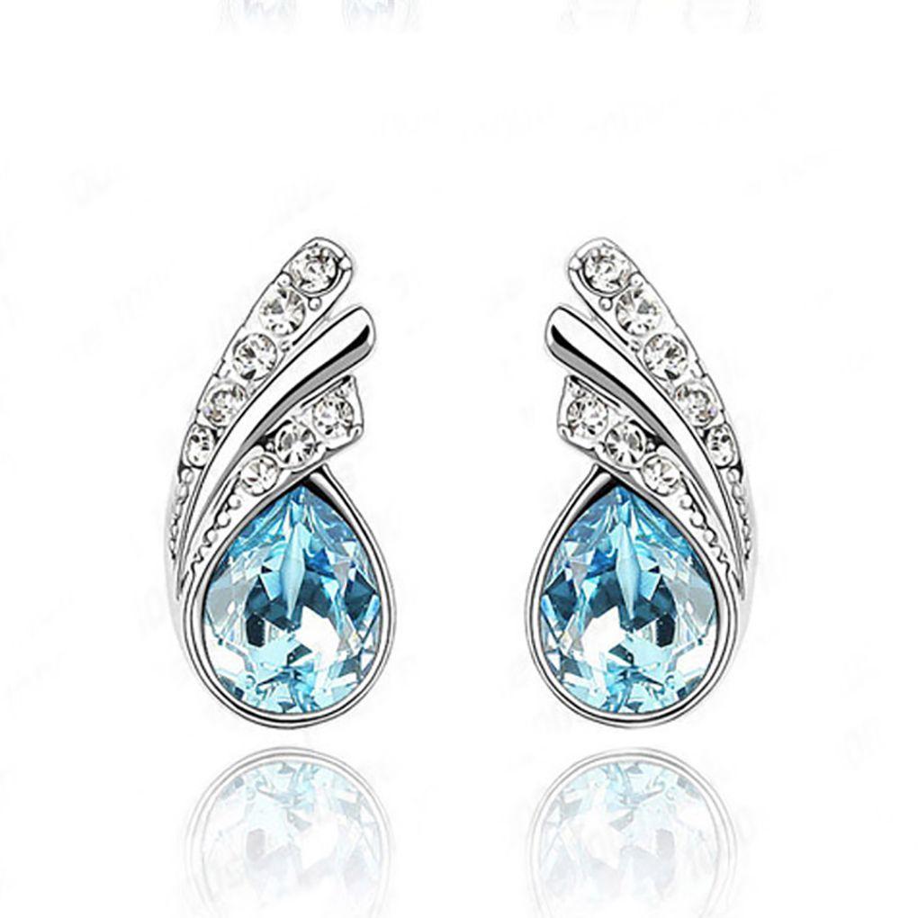 Элегантные серьги-гвоздики в форме капли воды, ювелирные изделия из сплава, серьги с кристаллами, аксессуары