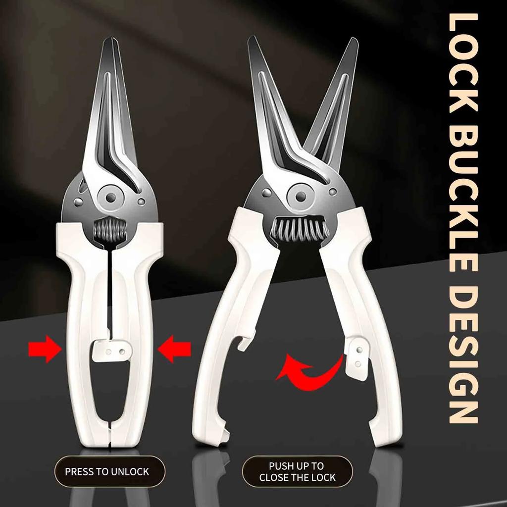 Multifunktionale Küchenschere – Hochleistungs-Geflügelschere mit Feder und magnetischer Aufbewahrung, selbstschärfende Klingen, rutschfester Griff für Fleisch, Kräuter, Kochen