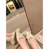 Sheepskin~ A glance of heart temperament pointed boots celebrity style V buckle commuter shoes women's flats