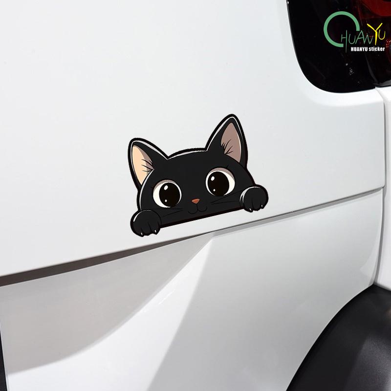 Black Kitten Cartoon Cute Car Body Scratch Cover Personal Creative Waterproof Electric Bike Motorcycle Sticker Decal