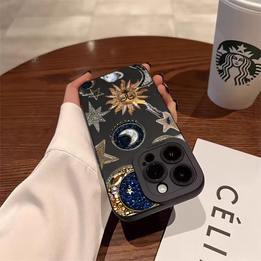 Luxury Star Moon Phone Case For iPhone 7 8 16 14 15 Plus XS XR X For iPhone 16 15 17 14 13 12 11 Pro Max Soft Silicone TPU Funda