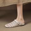 Hollow flat heel soft sole one-word buckle with lazy slippers 2025 new bag head thick heel fashion versatile sandals women