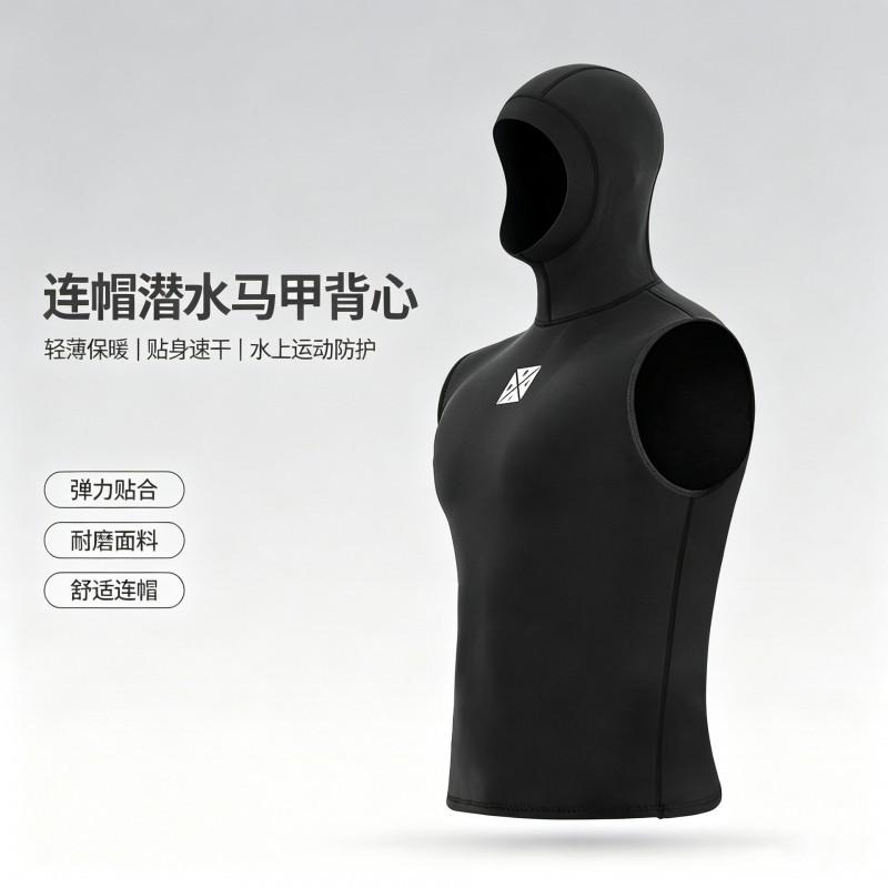 3mm Neoprene Sleeveless Hooded Wetsuit Vest Diving Snorkeling Surfing Water Sports Warmth Protection