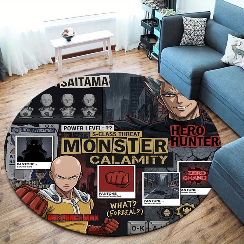 Onepunch Man Round Area Rug Carpet Rug For Living Room Bedroom Sofa Playroom Decor Nonslip Floor Mat
