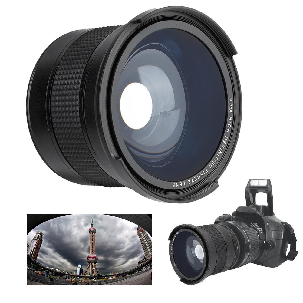 58MM 0.35X Fisheye Super Wide Angle Lens for SLR DSLR Camera Black