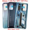 CE Glas für Xiaomi Mi 10T 10T Pro 5G Akkuabdeckung Hartes hinteres Glasdeckel Tür Gehäusedeckel Hinten + Klebesticker Kleber