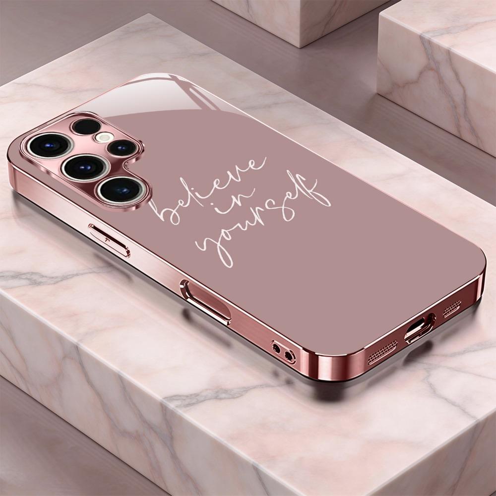 Believe in yourself, the patterned glass phone case is suitable for Samsung GalaxyS26 S25 S24 S23 S22 S20FE/Ultra/Plus anti drop