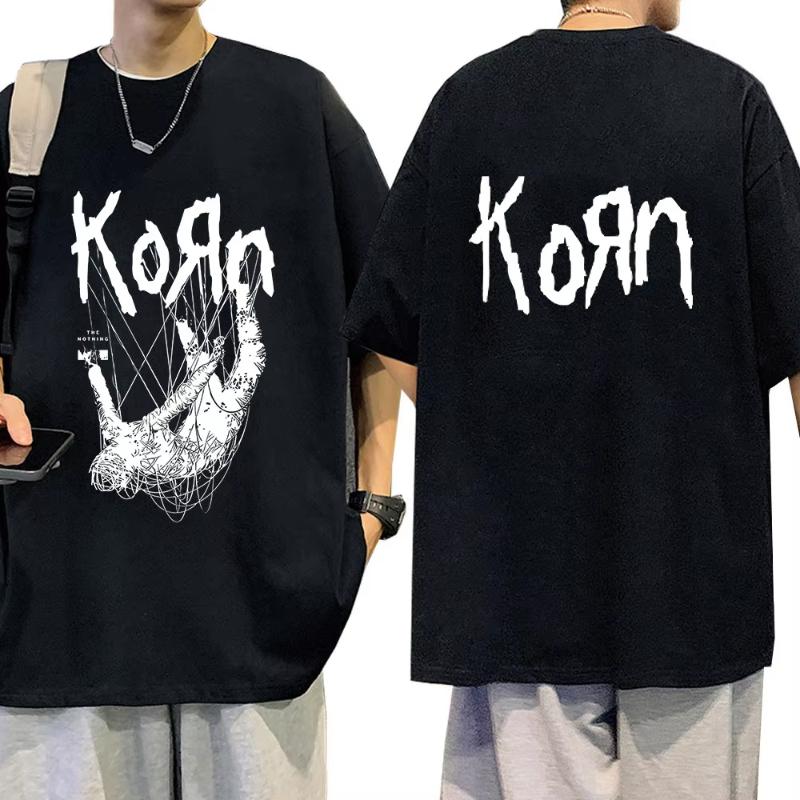 Summer Men Summer Polyester T-Shirt Fashion Top Tees Male Casual Short Sleeve Clothing Korn Music Streetwear Rock Band Unisex
