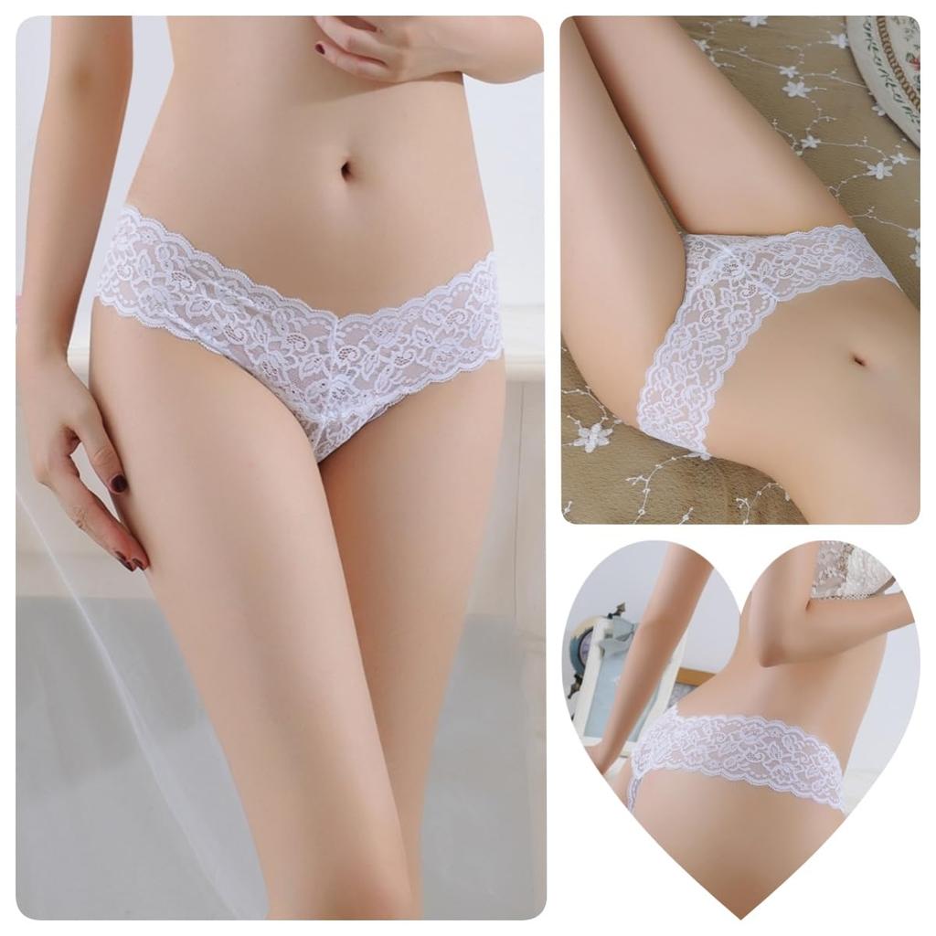 Tobewell Sexy Lace Plus Size Soft and Cute Panties for a Beautiful L Women's T-Back Panties, Panties, Lingerie, T-Back Set, Butt, 6-Piece Set, (Large)