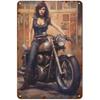Metal Tin Signs Pinup Motorcycle Girl Wall Decoration Plaque Vintage Poster Iron Painting for Man Cave Home Cafe Garden Club Bar