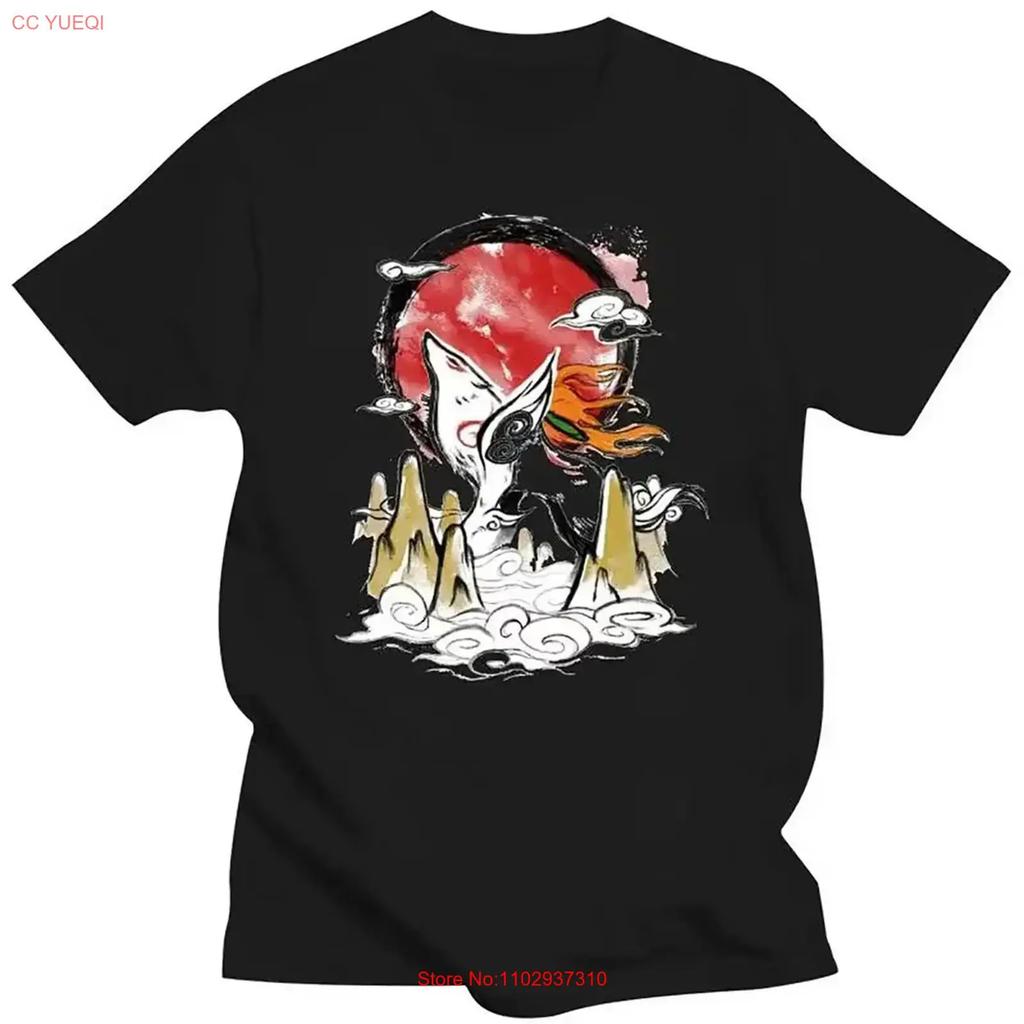 Okami Amaterasu Sun Motif T Shirt 100 Cotton Casual Crew Neck Slight Stretch Vintage Fashion Top For Everyday Wear