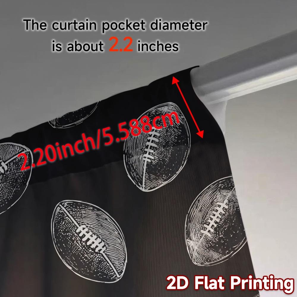 Set aus 2 modernen, flach bedruckten Jit-Vorhängen ohne Stange Fußball-Rausch Beliebter Polyester-Vorhang mit Thermofunktion