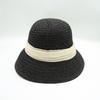 French Retro Black Woven Bell-Shaped Basin Hat Women'S Summer Sunshade Sun Protection Chinese Elegant Fisherman Hat Holiday Tide