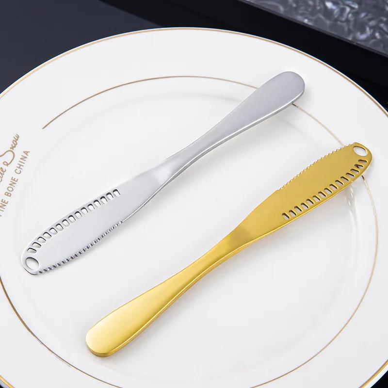 Butter Knife Holes Cheese Dessert Knife Stainless Steel Jam Knife Cutlery Toast Wipe Cream Bread Cheese Cutter Kitchen Tools