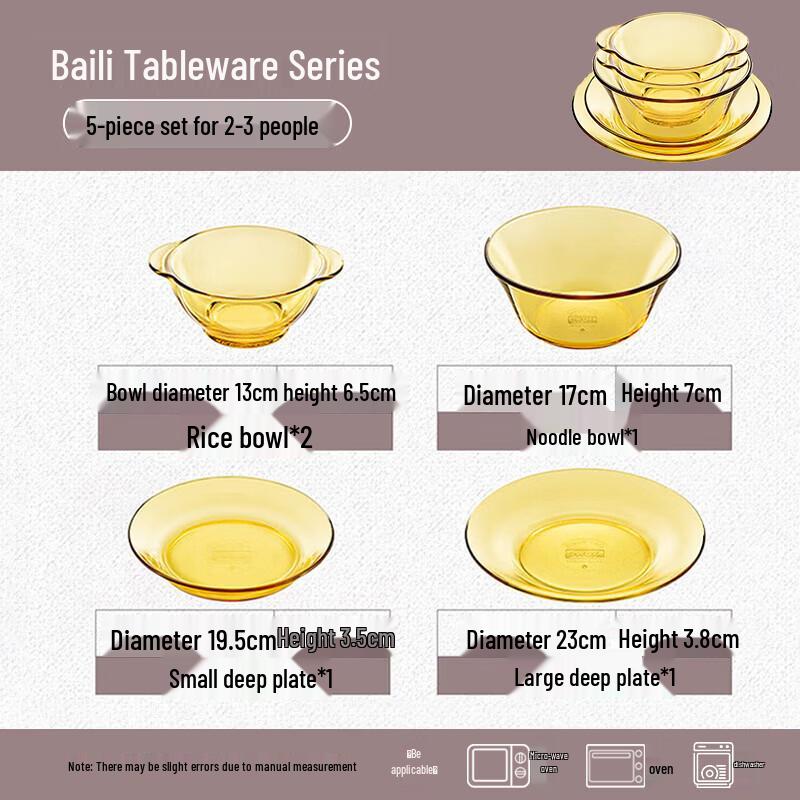 PYREX Amber 5-Piece Heat-Resistant Glass Dinnerware Set
