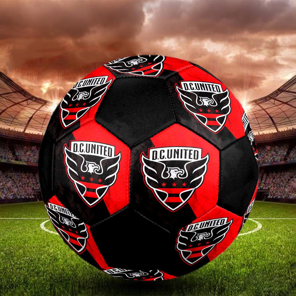 D.C. United Indoor Soccer Ball Colorful All Ages Size 5 Machine Stitched PVC Competition Ready Durable High-Bounce