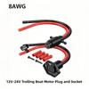 8AWG/10AWG 2-Wire Drag Motor Socket 12V-24V Marine Trolling Motor  for Boat Trolling Motor