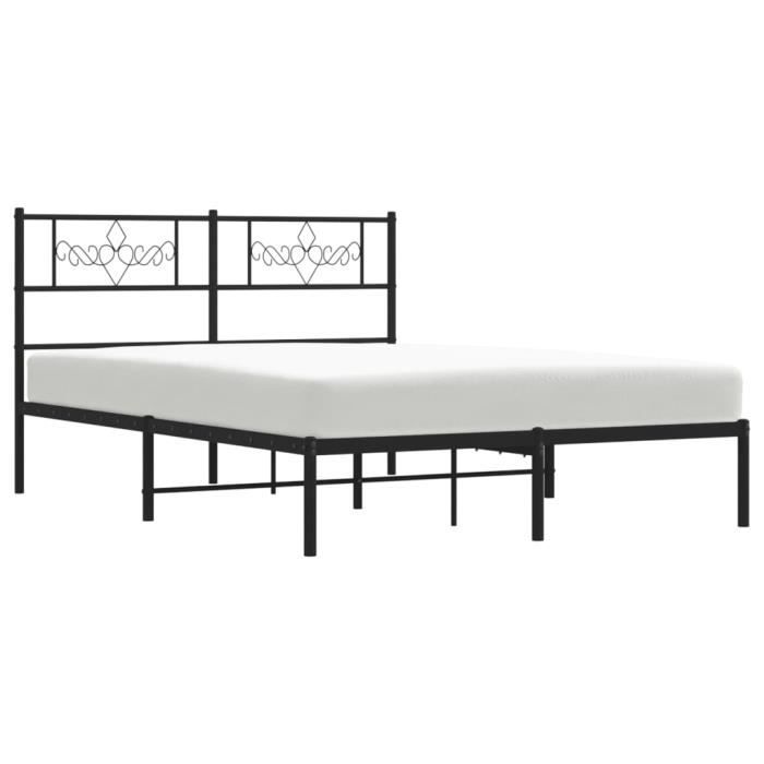 VidaXL Cadre de lit métal avec tête de lit noir 140x190 cm 355267