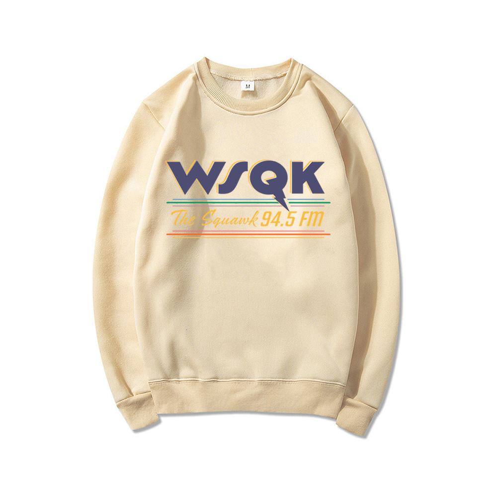 

WSQK Радиостанция The Squawk 94.5 FM Толстовка Унисекс с длинным рукавом Винтажный Графический Свитшот с круглым вырезом Ретро Мерч Wsqk S хаки