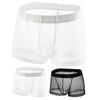 Herren-Boxershorts, durchsichtig, Netzstoff, dünn, niedrige Taille, elastisch, weich, atmungsaktiv, einfarbig, U-konvex, antiseptisch, Herren-Unterhose, Unterwäsche