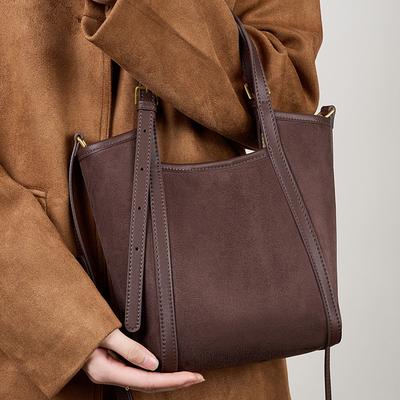 Leather Women's Bag Tote Bag Frosted Leather New Shoulder Oblique Span Bag Commuter Versatile Simple Vegetable Basket Large Capacity Bag