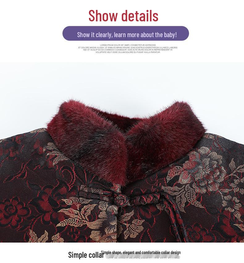 Warm Embroidered Cotton Tang Suit Jacket for Middle-Aged & Elderly Women - New Chinese Style, Fleece-Lined, Loose Fit