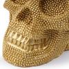 1 Stück, Funkelnde goldene Totenkopfstatue aus Kunstharz mit filigranen Details zur Bürodekoration oder für eine Halloween-Party