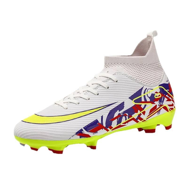 High-top football shoes fly-woven seamless AG nails artificial grass boys and girls adolescent students training shoes