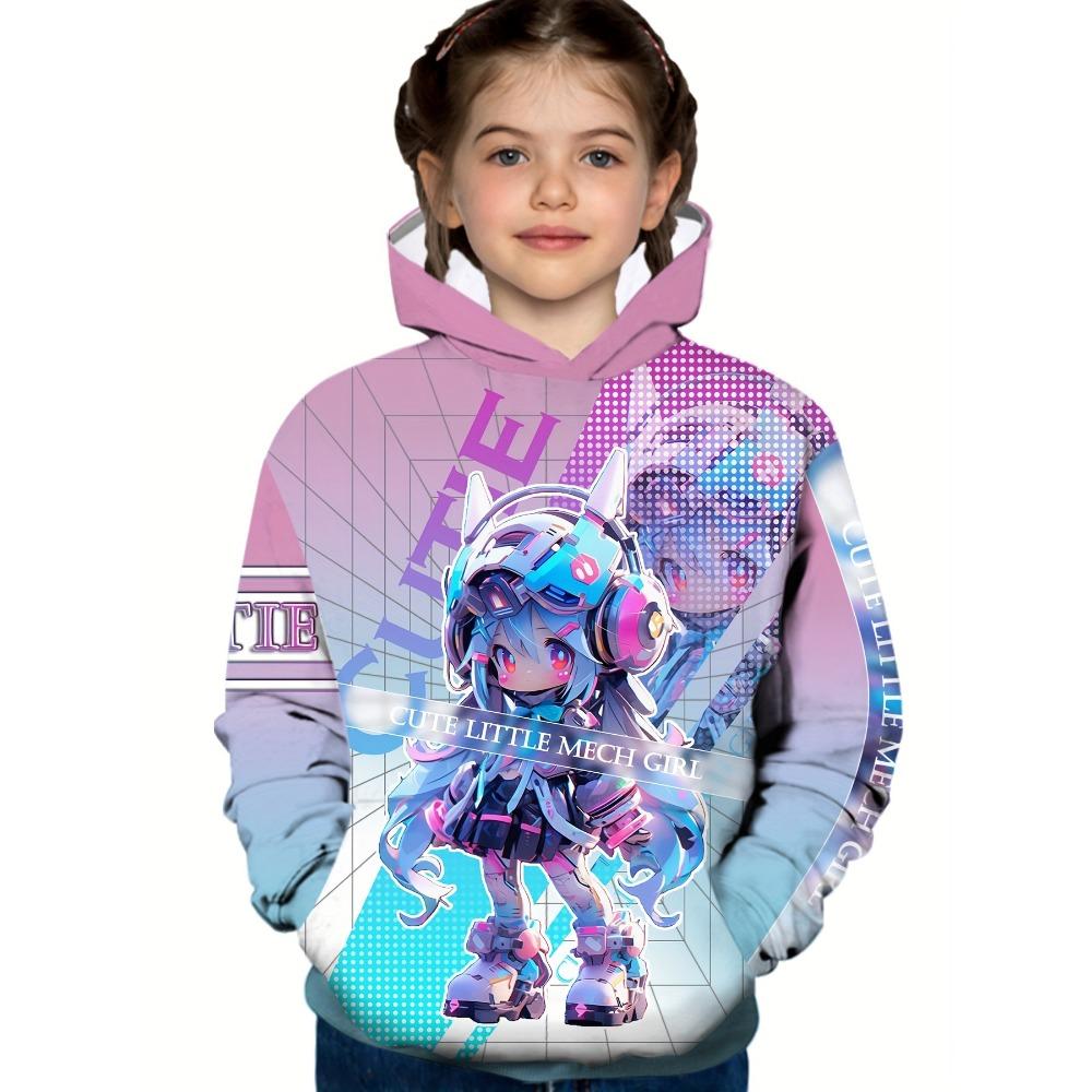 Kids Clothes Girl Hoodies Long Sleeve Cartoon Comic Girl Print Autumn Children Clothes Girl Kawaii Girl Tops Children's Clothing