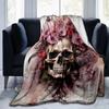 1pc Skull & Blooms Cartoon Blanket Soft and Cozy Throw for Home Decor, Perfect Gift for and , Living Room .K080