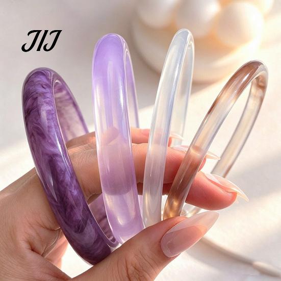 Boho Chic Resin Jewelry 4 Pcs Chunky Bangle Bracelet for Women, Wide Geometric Retro Marble Pattern Bangles Set, Statement Stackable Gift Daily
