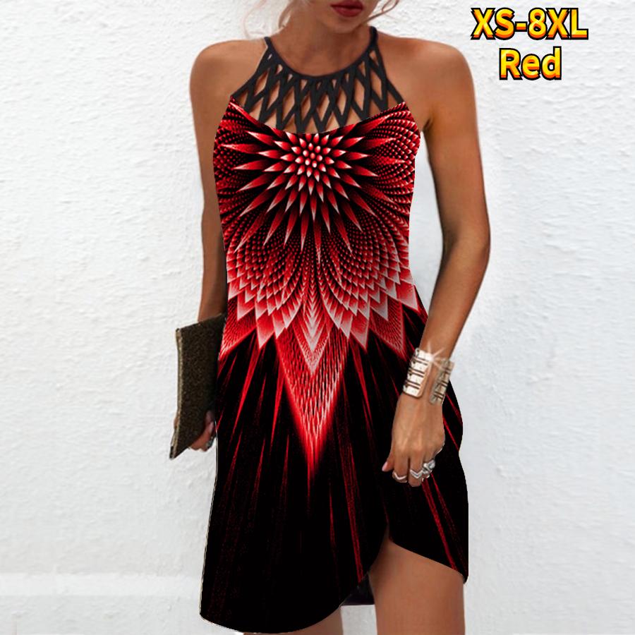 Moda de vară Rochie sexy fără mâneci Moale Casual Rochie cu pene strălucitoare 3D cu imprimeu Rochie fără mâneci Rochie cu bretele de vară