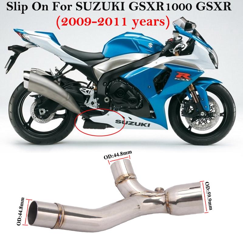 Slip On For SUZUKI GSXR1000 GSXR K9 2009 2010 2011 Motorcycle Exhaust Escape Modified Middle Link Pipe Muffler Stainless Steel Stainless Steel
