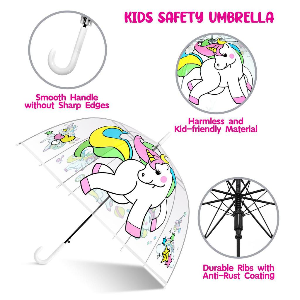Unicorn Windproof Transparent Children's Rainbow Umbrella