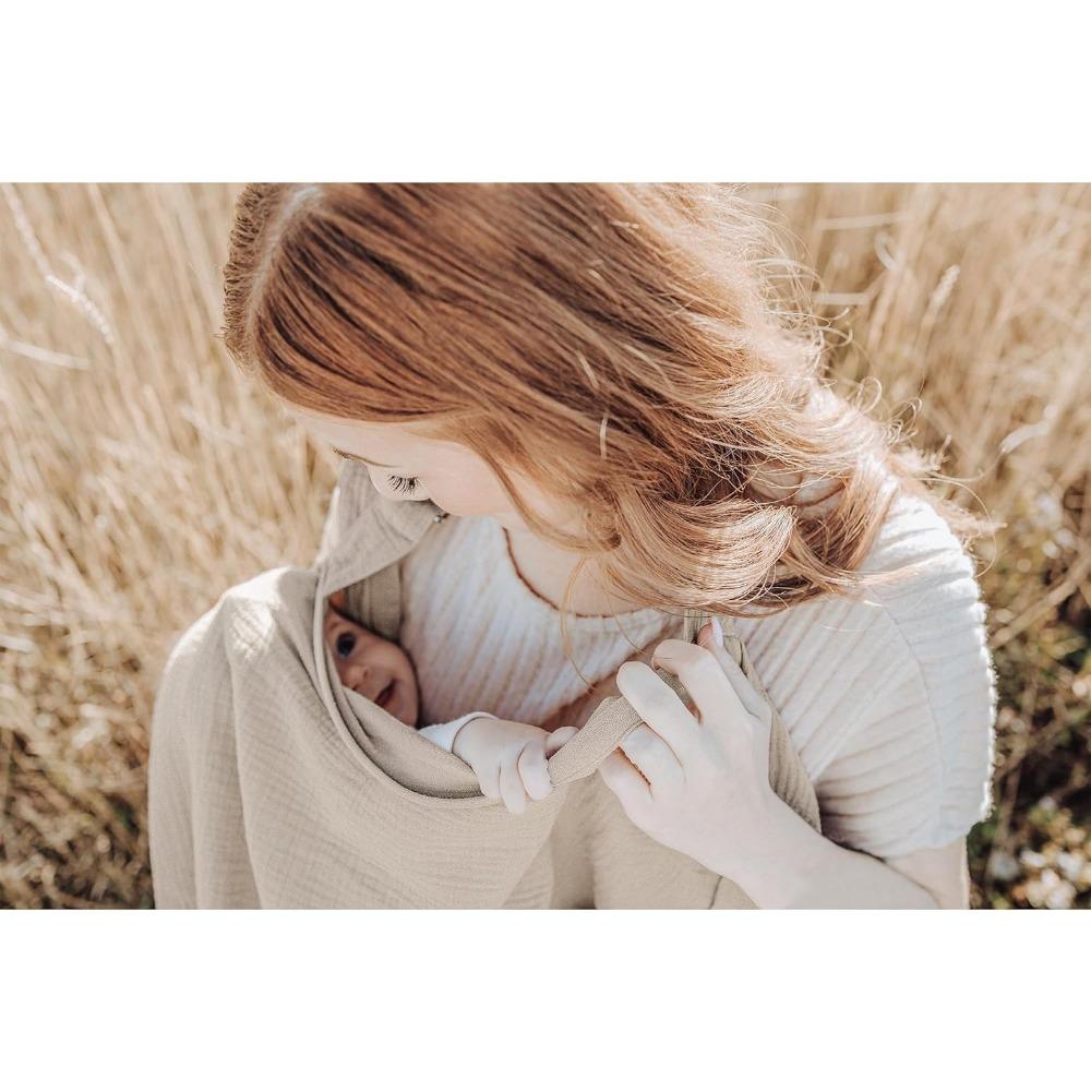 Muslin Nursing Cover for Baby Breastfeeding, Breathable 100% Cotton Breastfeeding Cover with Rigid Hoop for Mother Nursing Apron 75cm*95cm