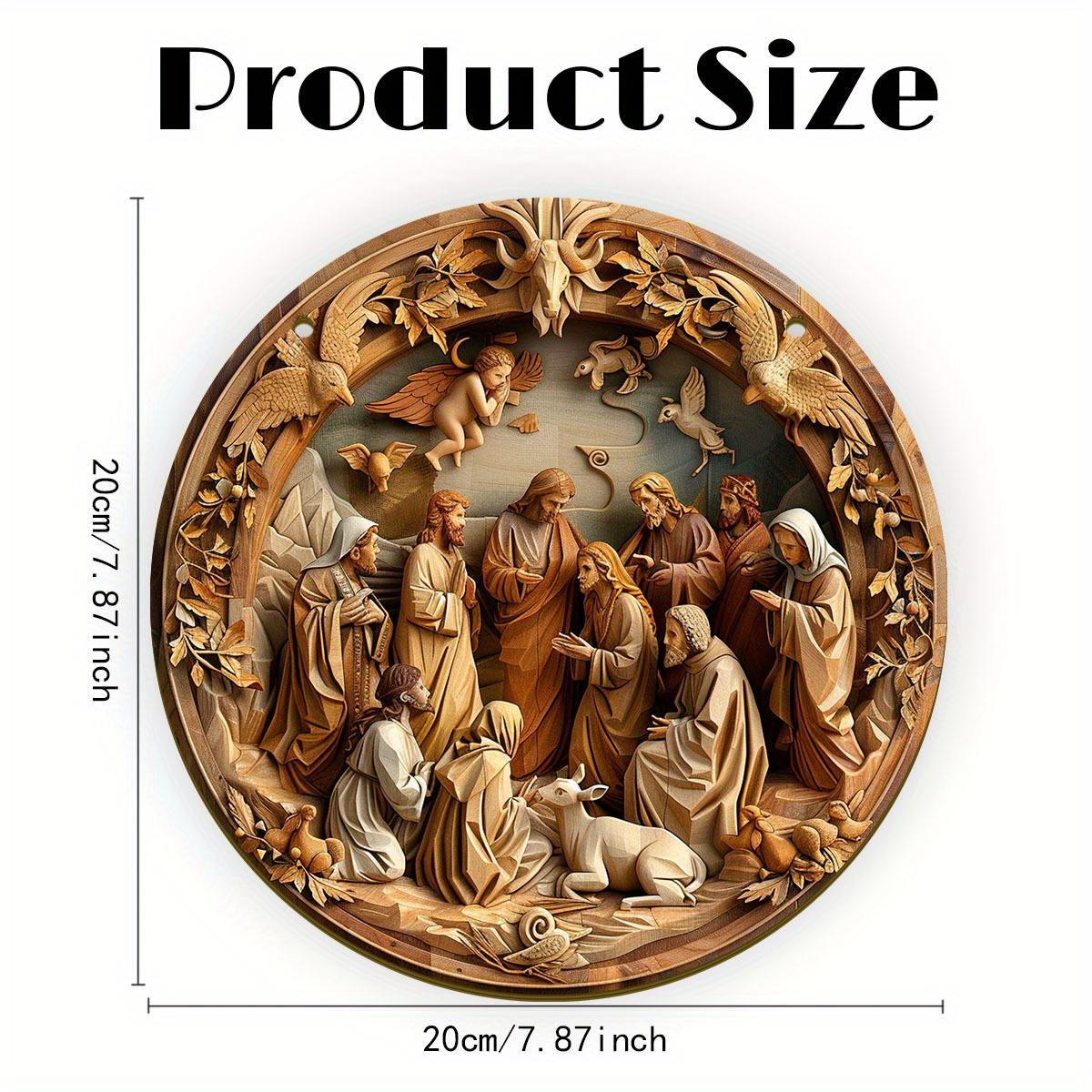 

5 шт. деревенский деревянный 2D вертеп настенный подвесной, классический стиль рождественского украшения, праздничный декор для дома и кухни, УФ-печать, высококачественный материал 5pcs