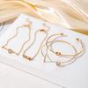 Fashionable and luxurious pearl butterfly heart-shaped open bracelet4Set European and American diamond-studded LOVE Bracelet set