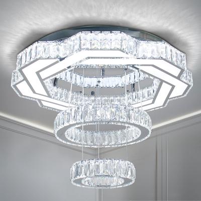 Wholesale LED Crystal Chandelier Circle Ceiling Light Fixture for Bedroom Ceiling Large Size Crystal Lamp for Room