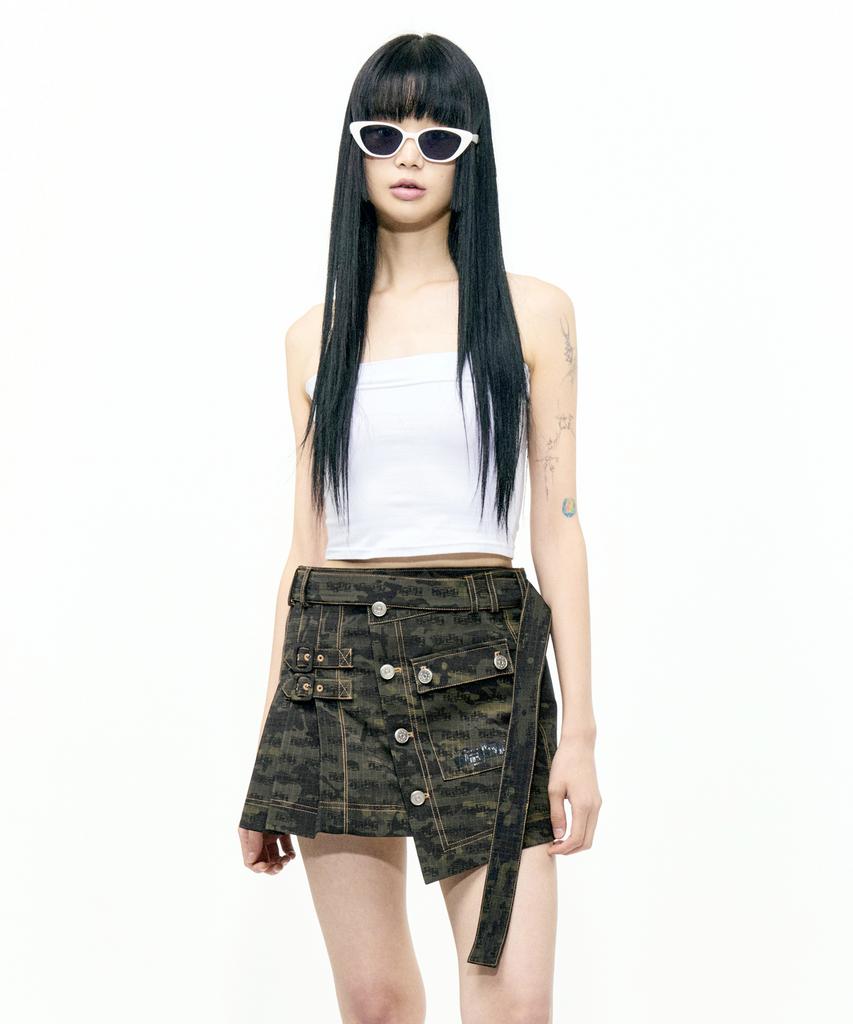Eipeuleonwei Camo Pleated Wrap Skirt