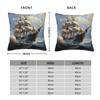 Nautical Wooden Ship Pillowcase Polyester Linen Velvet Pattern Zip Decor Home Cushion Case