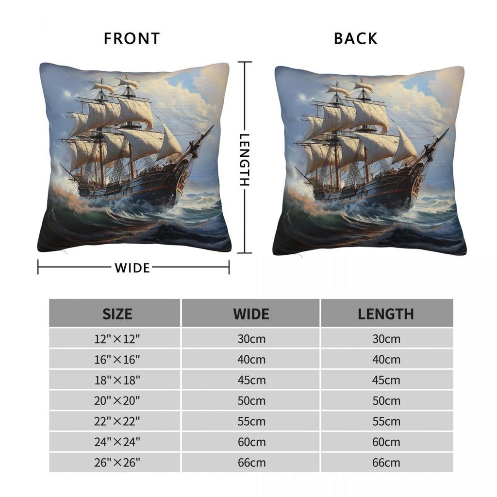 Nautical Wooden Ship Pillowcase Polyester Linen Velvet Pattern Zip Decor Home Cushion Case