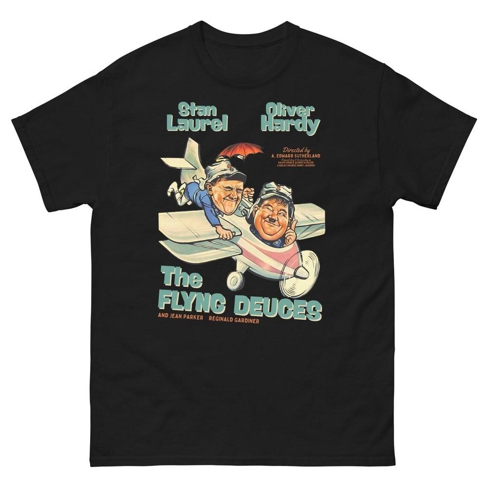 Laurel and Hardy T-Shirt 100% Cotton Retro Comedy T-Shir for Classic Movie Fans Unisex T-Shirt XL