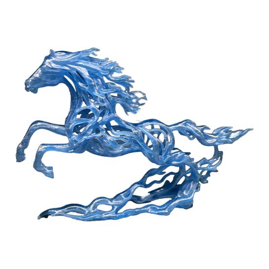 

3D-надрукована фігурка коня, що стоїть, порожня скульптура коня, настільний декор, кінські знаки зодіаку для дому, столу, полиці S синій