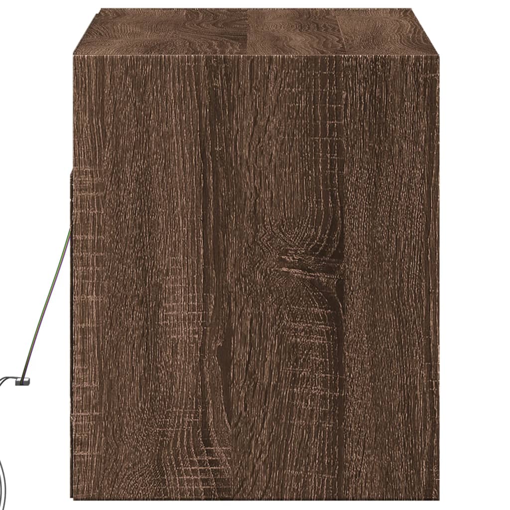 Wall Mounted TV Cabinet with LED Lighting Oak Effect 100 x 31 x 35 cm