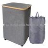 Rolling Bamboo Fabric Laundry Hamper with Detachable Wheels and Foldable Design